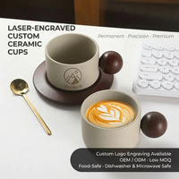 Ensemble de tasses à café en céramique mouchetée de qualité commerciale Kingze 220 ml 300 ml avec cuillère pour le thé de l'après-midi, restaurant