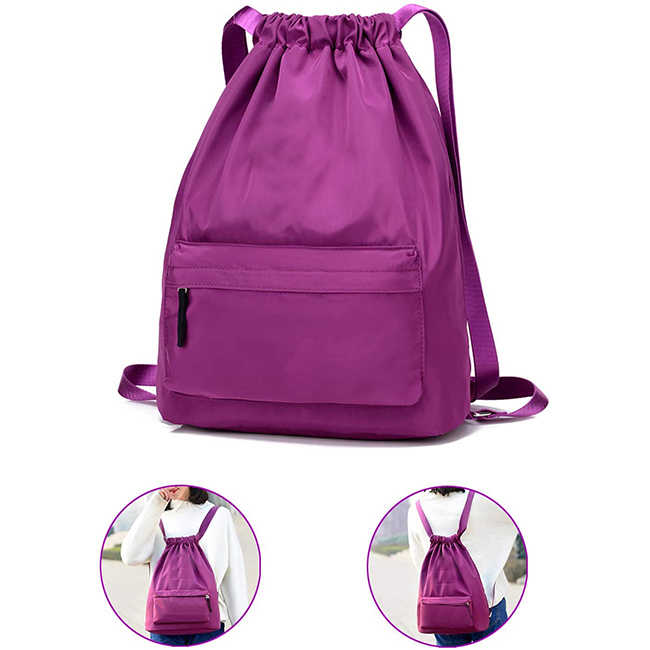 Women Pink Waterproof Neoprene Drawstring Lightweight Beach Backpack‎ Odyseaco Beach Backpack Lightweight Pink Beach Bags For  main image 4