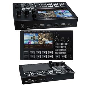 Commutateur vidéo HDMI SYONG 4 canaux avec écran 5 pouces, mélangeur de micro, prise en charge de la diffusion en direct multi-caméras, carte d'acquisition vidéo de type C, enregistrement - Product Image 6