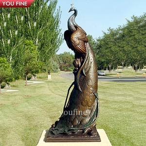 Decoración de jardín al aire libre Estatua de pájaro de <span class=keywords><strong>metal</strong></span> Escultura de pavo real de bronce - Product Image 6