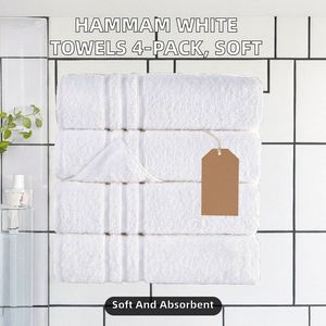 ผ้าขนหนูอาบน้ำสีขาว Hammam Linen แพ็ค 4 ผืน ขนาด 27x54 นิ้ว เนื้อนุ่ม ซึมซับดี คุณภาพพรีเมียม สำหรับใช้ในชีวิตประจำวัน ผลิตจากผ้าฝ้ายตุรกี 300-499 GSM - Product Image 2