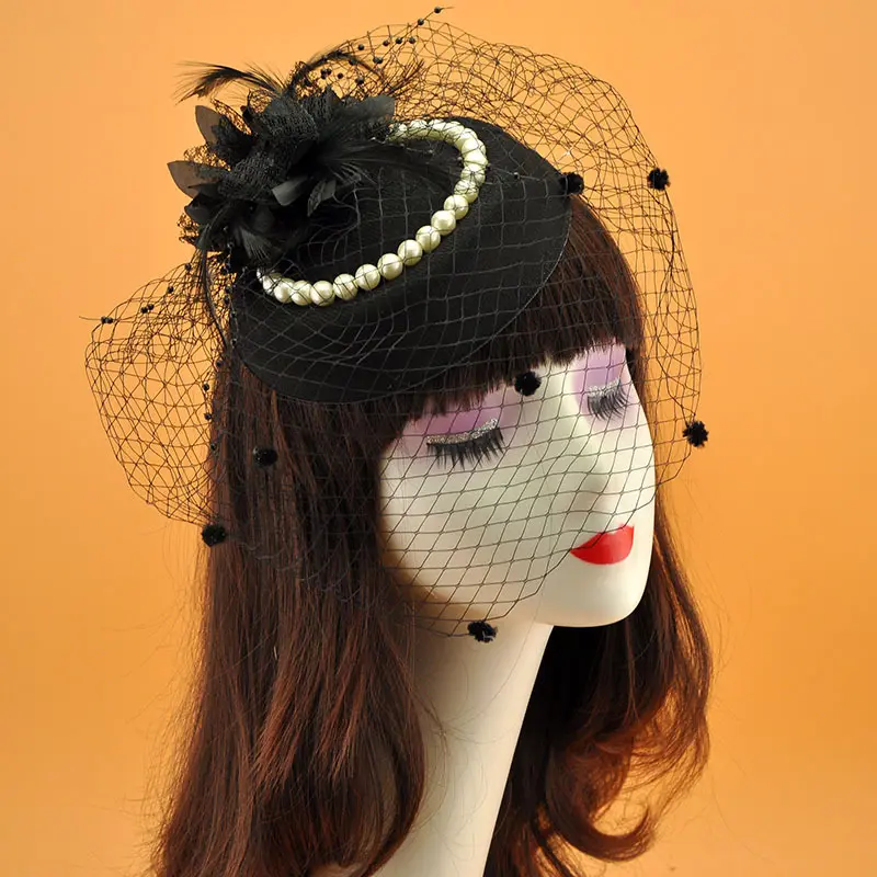 bridal cap veil dinner hat elegant fascinator hat beautiful percher hat with face veil