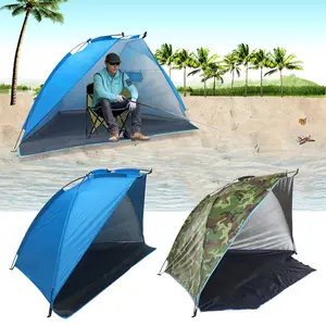 Summer Outdoor Beach Tent Sunshine Shelter 2 Person Sturdy Polyester Sunshade Camping Tent For Fishing Hiking Picnic Park