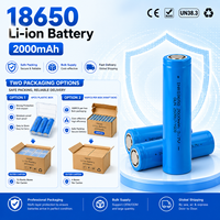 Batterie rechargeable cylindrique au lithium-ion 18650 de 2000 mAh, 3,7 V, à dessus plat, pour banque d'alimentation, ventilateur portable et appareils numériques