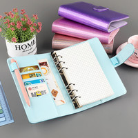 Cahier de notes à spirale en cuir PU, 6 anneaux, feuilles mobiles, rétro Laser, Agenda, organisateur de papeterie pour carnet de notes A6