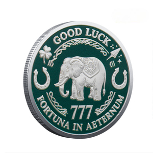 Moneda Conmemorativa LUCKY de Metal con Elefante Auspicioso 777, Insignia Conmemorativa de Trébol, Moneda de la Suerte Personalizada, Moneda de Buena Fortuna - Product Image 5