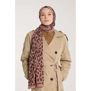 Pure Tone Leopard Print <b>Scarf</b> Women <b>Long</b> Polyester Multi Functional Milk Coffee Color Digital Printing - Product Image 3