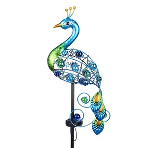 Lampe solaire de jardin en forme de paon, LED, piquet en métal, résistante à l'eau, décoration extérieure - Product Image 5