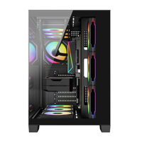 Boîtier d'ordinateur View Room avec panneau transparent intégral, barre lumineuse RGB, refroidissement liquide 360, châssis de bureau électronique MicroATX en acier pour jeux