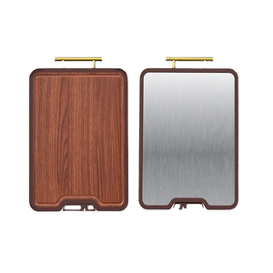 Planche à découper rectangulaire en ébène double face en acier inoxydable 304, épaissie de 2,5 cm, avec aiguiseur à couteaux intégré. - Product Image 4