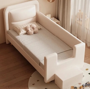 Cama Infantil de Madera Maciza Empalmable con Borde Ensanchado y Barandilla para Niños y Niñas - Product Image 3