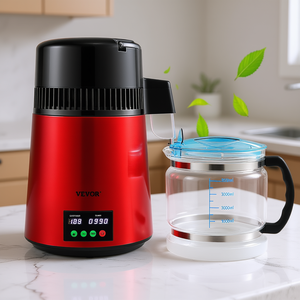 Destilador de Agua Vevor de 1.1 Galones, Acero Inoxidable, para Mostrador, 750W, Temporizador Digital, Rojo - Product Image 2