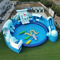 Parc aquatique gonflable géant CE Tropical Jungle en PVC pour enfants et adultes, idéal pour la location de fêtes en extérieur