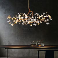 Branche d'arbre moderne en or, lustres de ferme, salle à manger, fleur rectangulaire en verre, suspension Art déco de luxe pour le salon