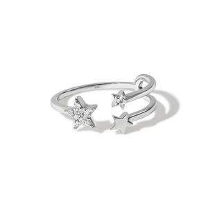 Bijoux ROXI Light Luxury, anneaux ajustables en argent sterling 925 avec étoile scintillante - Product Image 3