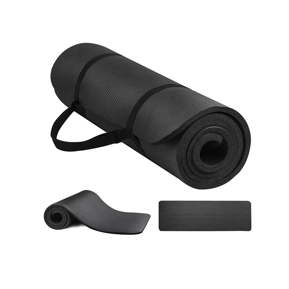 Custom Logo NBR Foam Black Yoga Mat Home Workout Studio Gym 20mm Extra Thick Non Slip Pilates Exercise Mats