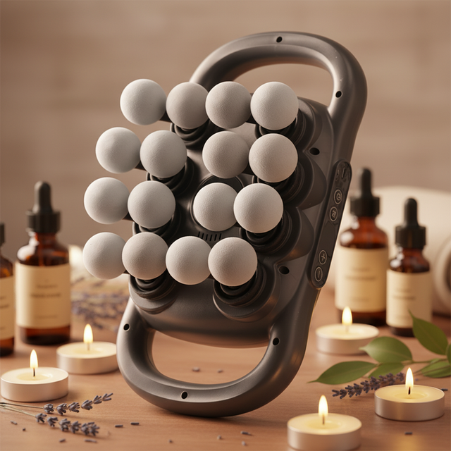 Cross-Border 16-Head Fascia Gun Cordless Massager with Heat Function 1200-2000mAh Battery for Waist Back Muscle Deep Relaxation