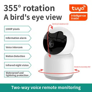 2MP 1080P Tuya Smart Indoor WIfi Security Camera 365 Degree Two-way Speaking IR Night Version Phone Remote Baby Pets Monitor