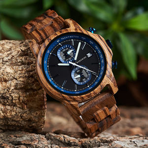 Men's Luxury Eco-Friendly <b>Wooden</b> Quartz <b>Watches</b> Custom Logo Lightweight with Unique Texture Pointer Fashionable Hot Selling - Product Image 3