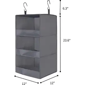 Grey 3-Shelf Hanging closet organizer wardrobe Adjustable Hanging Closet Organizers and Storage