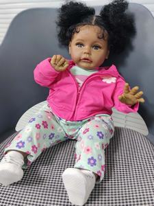 Weihnachts geschenkset Bebe Reborn Em Silikon Menina Echte Bonecas Baby puppen Lebendige Afro amerikaner Schwarze Puppen 60CM - Product Image 2