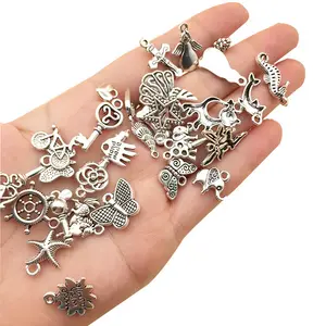 100 pz misto Vintage metallo animale uccelli Charms perline braccialetto fai da te ciondolo collana accessori per gioielli che fanno risultati