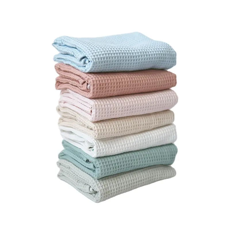 Wholesales High Quality double side 100% cotton 110x70cm skin-friendly warm waffle weave blanket Baby Wraps for Newborn