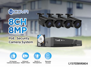 8 채널 4X 8Mp 블랙 컬러 PoE AI IP 카메라 오디오 PoE NVR 키트 CCTV 감시 상업용 4K 홈 보안 카메라 시스템 - Product Image 2