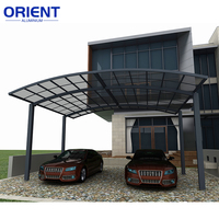 Abri de voiture extérieur en polycarbonate et aluminium, pour une ou deux voitures, structure de toit de garage métallique