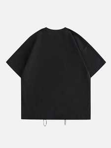 เสื้อยืดโอเวอร์ไซส์สีน้ำตาลสำหรับผู้ชาย สไตล์เรโทร พิมพ์ลายซิลค์สกรีน ดีไซน์เรียบง่าย แขนสั้น ผ้าถัก สไตล์ญี่ปุ่น ลำลอง สตรีทแวร์ - Product Image 4