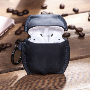 Étui de protection complet en cuir Crazy Horse antichoc avec boucle rapide pour Apple Airpods 1/2 - Product Image 1