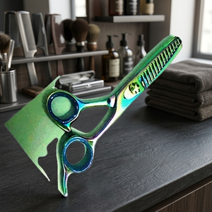 Ciseaux de coiffure professionnels en acier inoxydable, multi-couleurs, à manche long pour droitiers, pour la coupe et l'éclaircissement des cheveux, écologiques et durables - Product Image 4