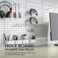 Organizer Pegboard Logam Heavy Duty dengan Rak, Tempat Penyimpanan, dan Pengait untuk Kantor, Garasi, dan Ruang Gaming