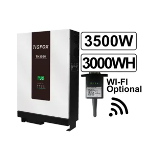 TIGFOX Generator tenaga surya WiFi cerdas, Generator tenaga surya 10KW, 5kW, 3KW, sistem paket baterai LiFePO4 dengan Inverter Hybrid, sistem satu dalam satu