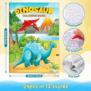 Dinosauro Mini libri da colorare con pastelli per feste, <span class=keywords><strong>libro</strong></span> di attività per bambini regali di natale per feste - Product Image 2