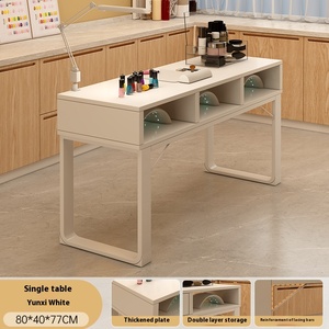 Station de manucure Morandi à double niveau, table à ongles en plastique et bois, ensemble de meubles de salon avec chaise - Product Image 6