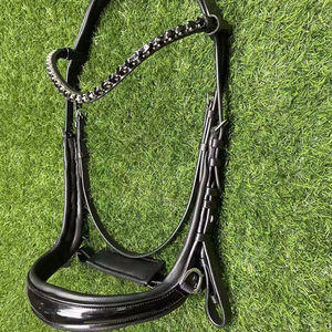 Cuero de alta calidad Multi Color Sparkle Anatomic Horse Snaffle Rope Halter Rhinestone Browbands Raised Noseband Horse - Product Image 1