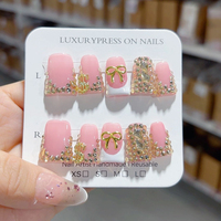 101-110 Faux ongles artisanaux en forme de bec de canard, 10 pièces, ongles à presser de haute qualité avec colle pour nail art