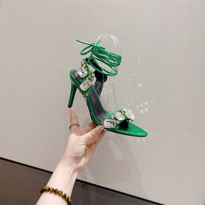 รองเท้าส้นสูงแบบผูกเชือกสำหรับผู้หญิง แฟชั่นสายรัดข้อเท้า ส้นสูง 8.5 ซม. รองเท้าเต้นรำเซ็กซี่ รุ่นปี 2025 ส้นเข็ม สำหรับงานปาร์ตี้ งานแต่งงาน ฤดูร้อน - Product Image 2