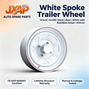Jantes en acier JAXP de 13 <span class=keywords><strong>pouces</strong></span>, blanches, à rayons, <span class=keywords><strong>4x100</strong></span>, 4 trous, pour <span class=keywords><strong>remorque</strong></span> - Product Image 2