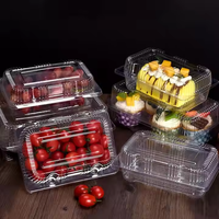 Contenants à dessert jetables en plastique PET de qualité alimentaire, à charnière, pour gâteaux, salades, pâtisseries