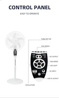 Ventilateur sur pied multifonction solaire, double alimentation AC/DC, batterie de secours 12V, télécommande, oscillation 9 vitesses, en plastique, pour la maison