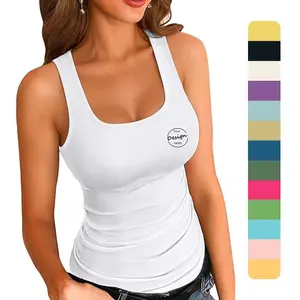 Hot Sexy Ladies Plain Blank Sporty Tank Tops Mujeres Gym 100 Algodón Diseño personalizado Skinny Corset U-Neck Tank Top Chaleco