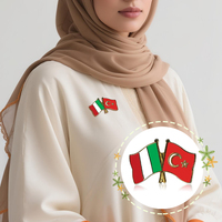 Insignes en émail doux à double drapeau personnalisés Épinglette en métal Accessoires pour costume vêtements Échange international Turquie USA et plus de drapeaux