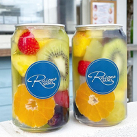 Boîtes de bière en plastique transparent avec anneau de traction, 210 ml-750 ml, bouchon en aluminium pour boissons, vin, thé, tequila
