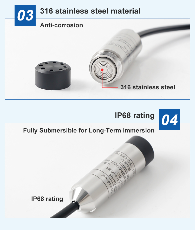 Transmisor De Nivel De Líquido ALS-MPM-2F - Sensor 4-20mA DC24V, Rango 0-5 M, Acero Inoxidable, Para Agua