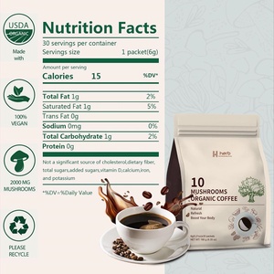 กาแฟอาราบิก้าธรรมชาติสำหรับผู้ใหญ่ รสชาติพรีเมียม ผสมเห็ดหลินจือ เห็ดหางไก่งวง และเอนไซม์ รับผลิตแบบ OEM ODM และฉลากสินค้าส่วนตัว - Product Image 2