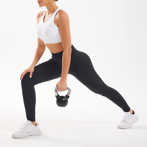 High Waist Seamless Yoga <b>Leggings</b> Set <b>Crop</b> Top Racerback Sleeveless Solid Color 2 Piece Activewear Full Length Stretchy Fit Set - Product Image 6
