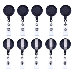 Clip retráctil para llaves, soporte <span class=keywords><strong>de</strong></span> carrete para tarjetas <span class=keywords><strong>de</strong></span> identificación, diseño personalizado, sublimación simple, negro - Product Image 1