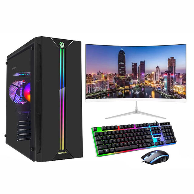 Best Prices Gaming Desktop PC & Monitor Combos Set I9 Level Intel E5-2676 V3 12 Core 64G RAM RX580 8G Video Card Computers